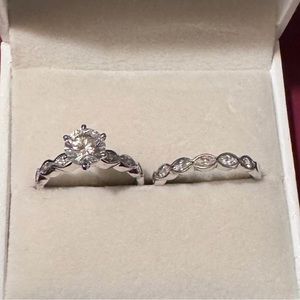 Sterling Silver Cubic Zirconia Wedding Set size 7